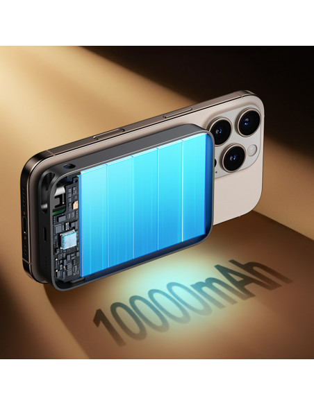 
3 viename indukcinis išorinis akumuliatorius 10000mAh 22.5W su integruotu „MagSafe“ laidu – juodas
