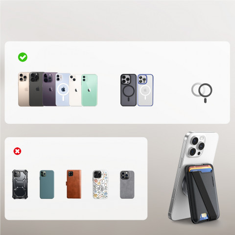 
Magnetinė piniginė 3 kortelėms, suderinama su „MagSafe“ - juoda
