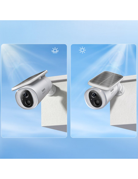 
„Security S1“ saulės energija varoma lauko kamera stebėjimui 2K 8x 8 GB 400 lm – balta
