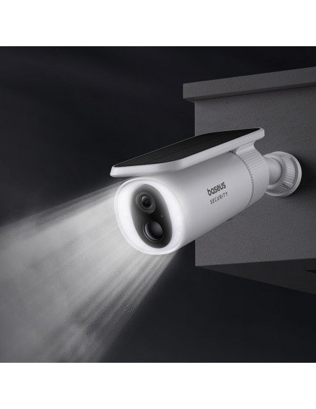 
„Security S1“ saulės energija varoma lauko kamera stebėjimui 2K 8x 8 GB 400 lm – balta

