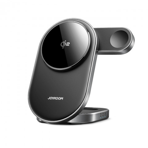 
3 viename belaidis indukcinis įkroviklis telefonui, laikrodžiui, ausinėms, Qi 15W - juodas
