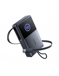 
10000mAh 22,5W išorinė baterija su ištraukiamu USB-C laidu - juoda
