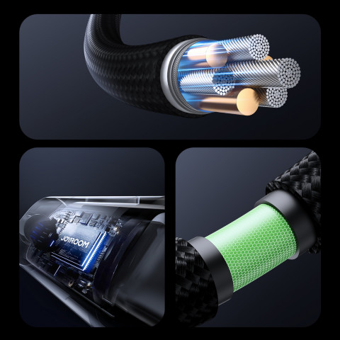 
USB-C 100W 1,2 m ekrano kabelis – juodas
