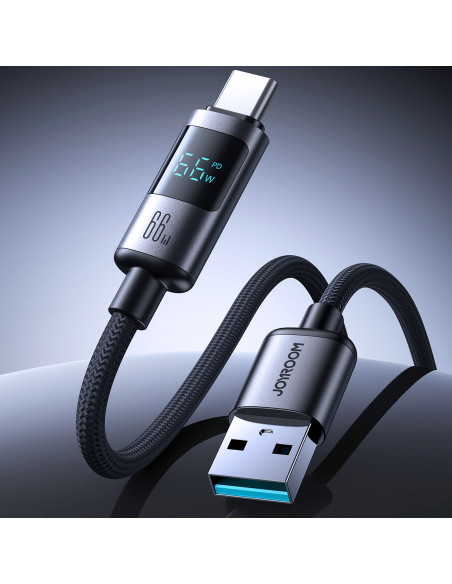 
Laidas su ekranu USB-A - USB-C 66W 1.2m - juodas
