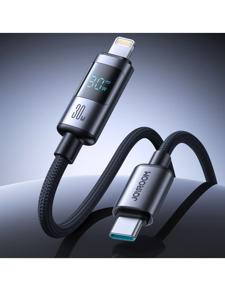 
USB-C ekrano kabelis – „iPhone Lightning“ 30 W, 1,2 m – juodas
