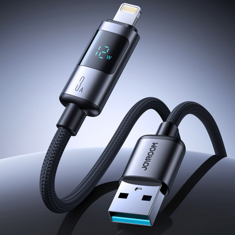 
Laidas su ekranu USB-A - iPhone Lightning 3A 1.2m - juodas

