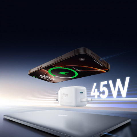 
GaN sieninis įkroviklis su laidų tvarkytuvu 45 W - baltas
