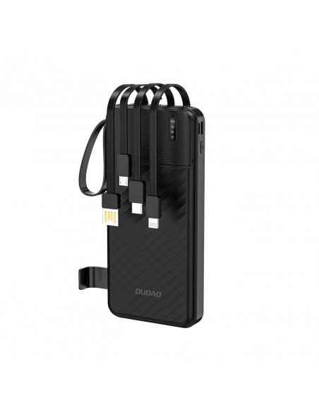 
K11 10000mAh išorinė baterija su įmontuotais laidais – juoda
