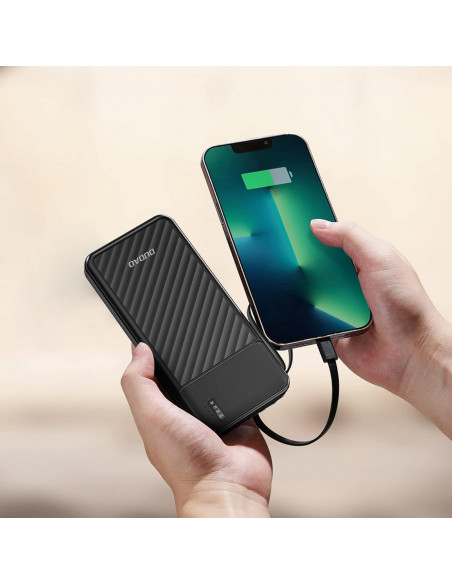 
K11 10000mAh išorinė baterija su įmontuotais laidais – juoda
