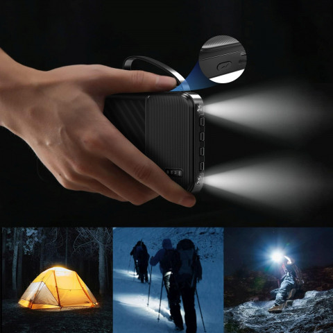 
K11 10000mAh išorinė baterija su įmontuotais laidais – juoda
