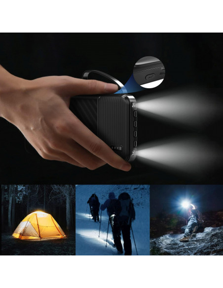 
K11 10000mAh išorinė baterija su įmontuotais laidais – juoda
