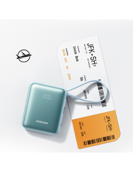 
10000mAh 22,5W nešiojama baterija su integruotais laidais – mėlyna
