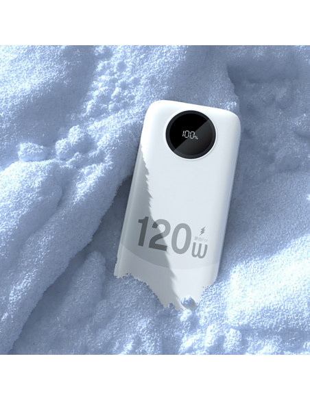 
K13 10000mAh išorinė baterija su integruotu laidu – balta
