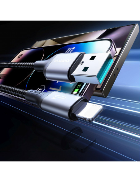 
USB-A - iPhone Lightning 3A kabelis 2 m - juodas
