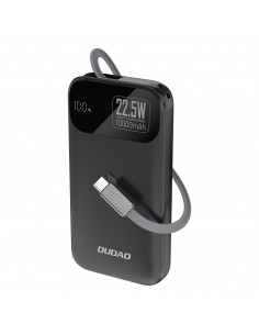 
K31 10000 mAh 22,5 W PD išorinė baterija su integruotu laidu – juoda
