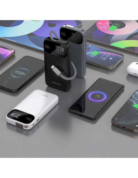 
K31 10000 mAh 22,5 W PD išorinė baterija su integruotu laidu – juoda
