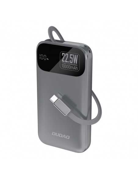 
K31 10000 mAh 22,5 W PD išorinė baterija su integruotu laidu – pilka
