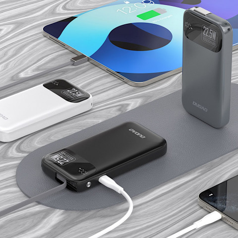 
K31 10000 mAh 22,5 W PD išorinė baterija su integruotu laidu – pilka
