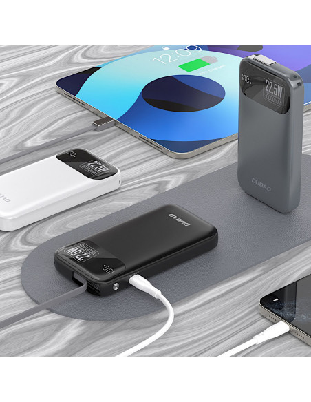 
K31 10000 mAh 22,5 W PD išorinė baterija su integruotu laidu – pilka
