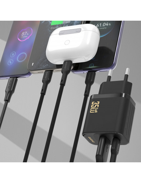 
Sieninis įkroviklis su USB-C laidu 1 m 35 W - juodas
