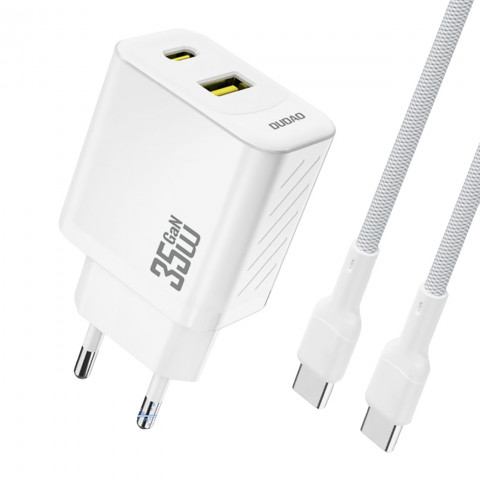 
Sieninis įkroviklis su USB-C laidu 1 m 35 W - baltas
