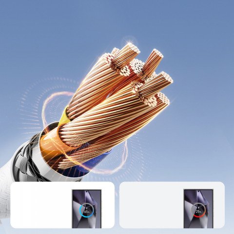 
USB-A - USB-C 3A 2 m kabelis - baltas
