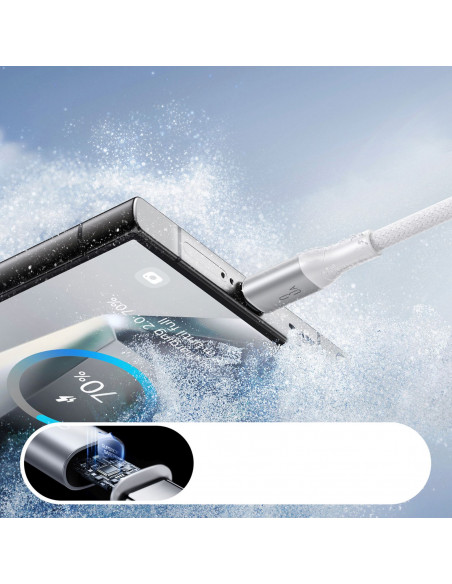 
USB-A - USB-C 3A 2 m kabelis - baltas
