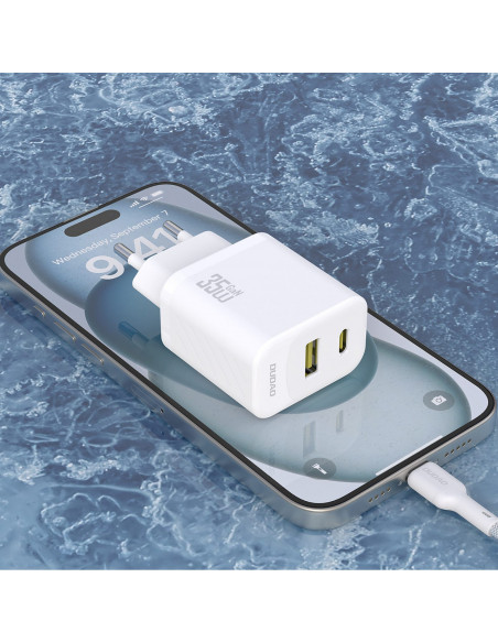 
Sieninis įkroviklis su USB-C laidu 1 m 35 W - baltas
