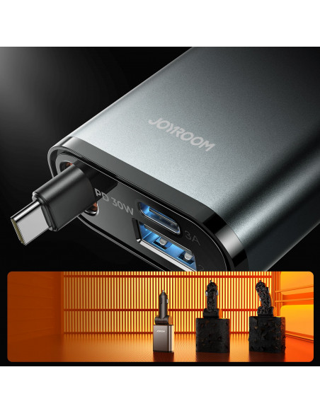 
3 viename automobilinis įkroviklis su ištraukiamu USB-A ir USB-C laidu – tamsiai pilkas
