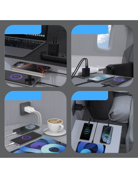 
GaN sieninis įkroviklis su USB-C laidu 1 m 65 W - juodas
