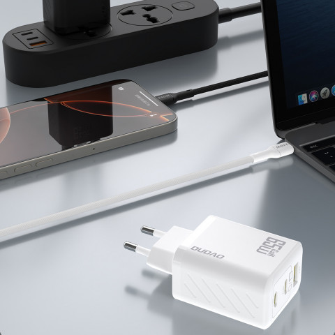 
GaN sieninis įkroviklis su USB-C laidu 1 m 65 W - baltas
