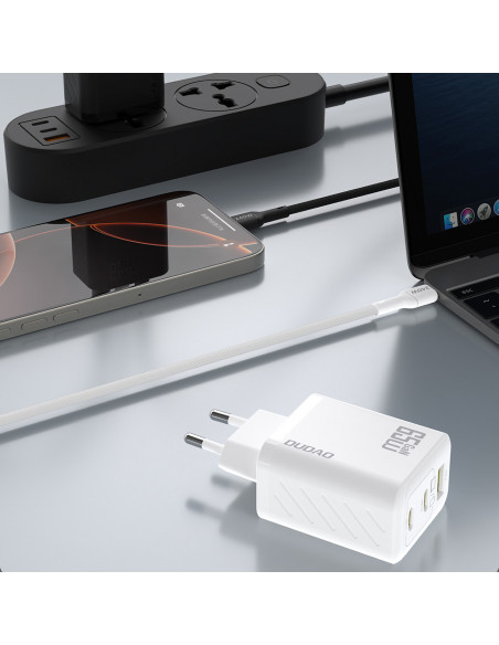 
GaN sieninis įkroviklis su USB-C laidu 1 m 65 W - baltas
