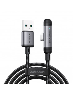 
USB-A USB-C 3A 1,2 m kampinis kabelis – juodas
