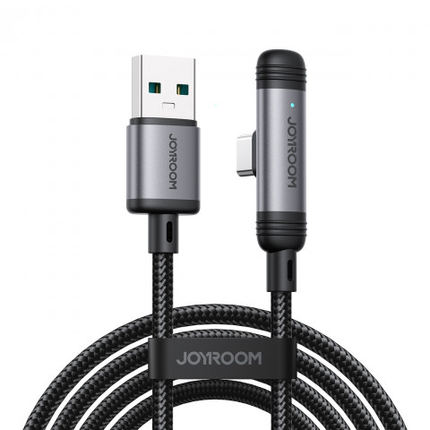 
USB-A USB-C 3A 1,2 m kampinis kabelis – juodas
