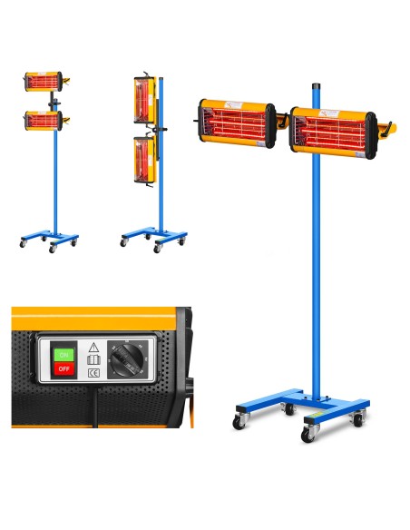 Dažų infraraudonųjų spindulių šilumos radiatorius dažams džiovinti ant stovo 2200W IR-DRYER2000.2