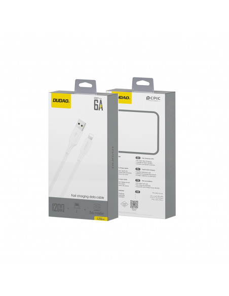 
USB-A - iPhone Lightning 6A laidas 1.2m - baltas
