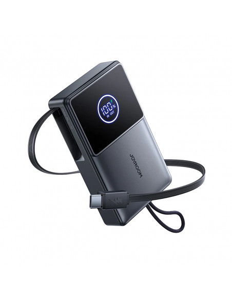 
10000mAh 22,5W išorinė baterija su ištraukiamu USB-C laidu - juoda
