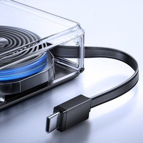 
10000mAh 22,5W išorinė baterija su ištraukiamu USB-C laidu - juoda
