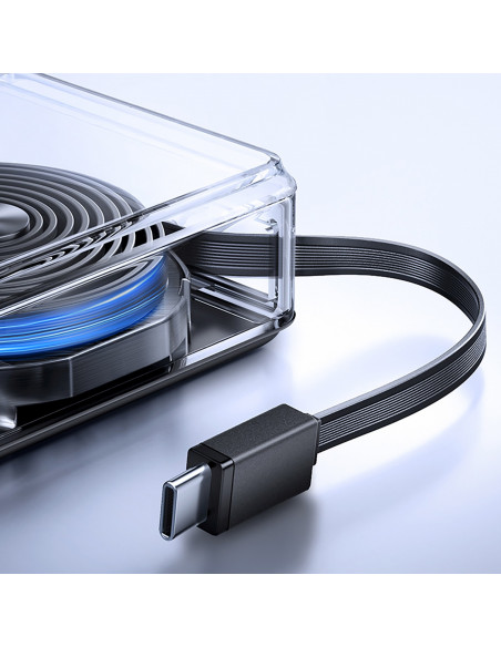 
10000mAh 22,5W išorinė baterija su ištraukiamu USB-C laidu - juoda
