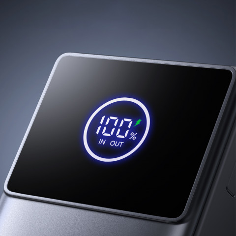 
10000mAh 22,5W išorinė baterija su ištraukiamu USB-C laidu - juoda
