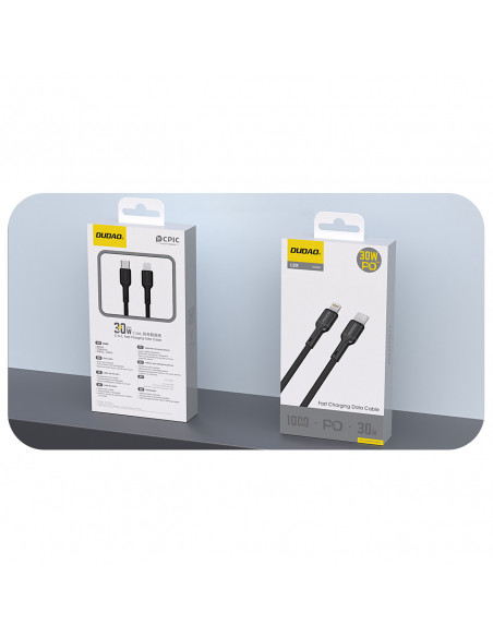 
USB-C – iPhone Lightning 30W 2m laidas – juodas
