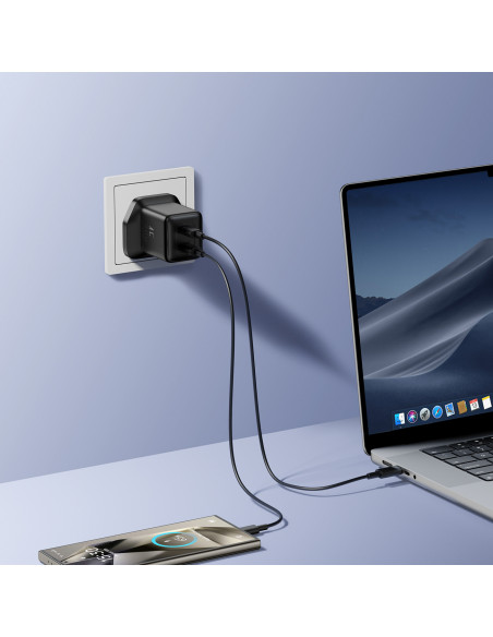 
45 W JK USB-C sieninis įkroviklis – juodas
