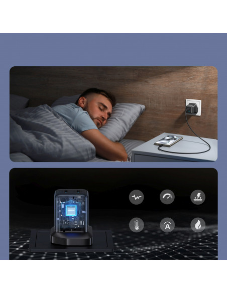 
45 W JK USB-C sieninis įkroviklis – juodas
