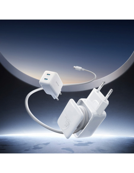 
GaN sieninis įkroviklis su laidų tvarkytuvu 45 W - baltas
