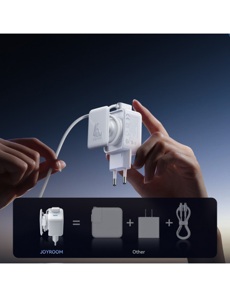 
GaN sieninis įkroviklis su laidų tvarkytuvu 45 W - baltas
