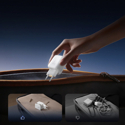 
GaN sieninis įkroviklis su laidų tvarkytuvu 45 W - baltas
