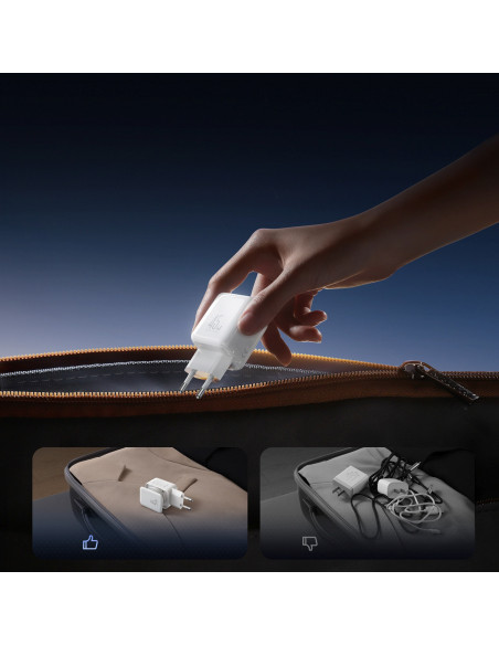 
GaN sieninis įkroviklis su laidų tvarkytuvu 45 W - baltas
