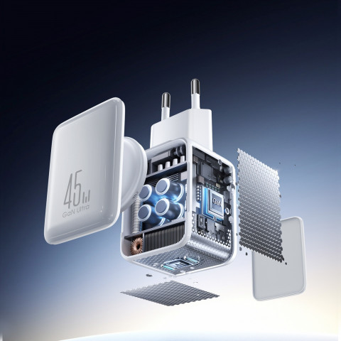 
GaN sieninis įkroviklis su laidų tvarkytuvu 45 W - baltas
