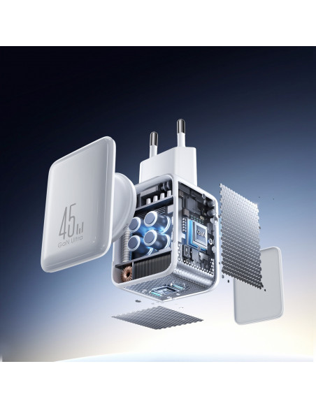 
GaN sieninis įkroviklis su laidų tvarkytuvu 45 W - baltas
