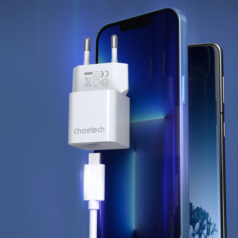 Sieninis įkroviklis 20W USB Type C baltas